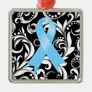 Prostate Cancer Ribbon Deco Noir Metalen Ornament