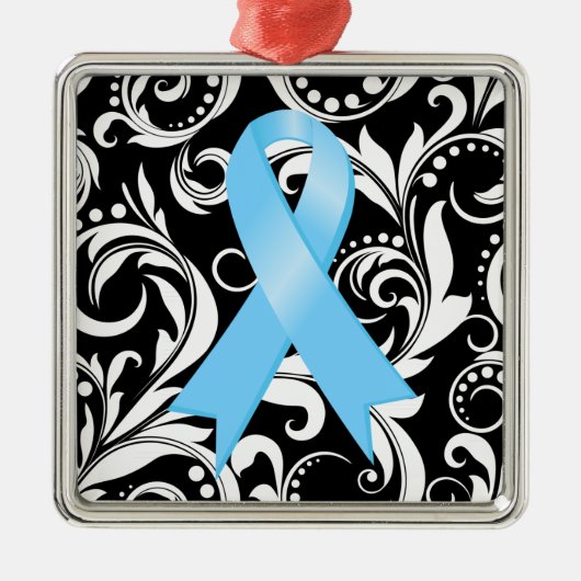 Prostate Cancer Ribbon Deco Noir Metalen Ornament (Voorkant)