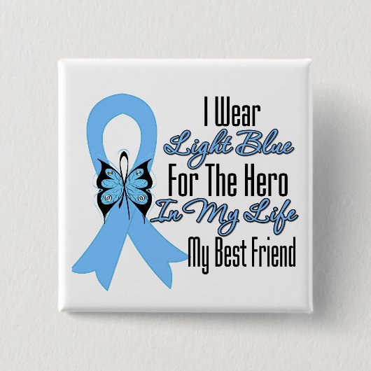 Prostate Cancer Ribbon Hero My Best Friend Vierkante Button 5,1 Cm (Voorkant)
