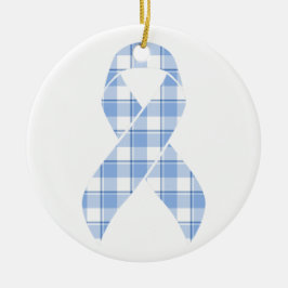 Prostate Cancer Survivor Plaid Light Blue Ribbon Keramisch Ornament