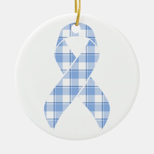 Prostate Cancer Survivor Plaid Light Blue Ribbon Keramisch Ornament (Voorkant)