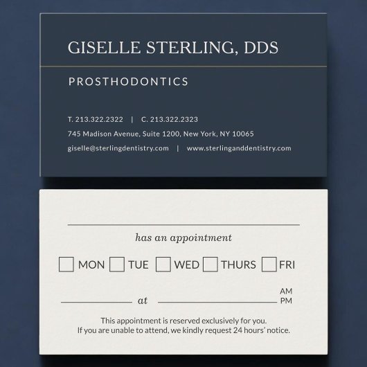 Prosthodontics Office Appointment Reminder Visitekaartje