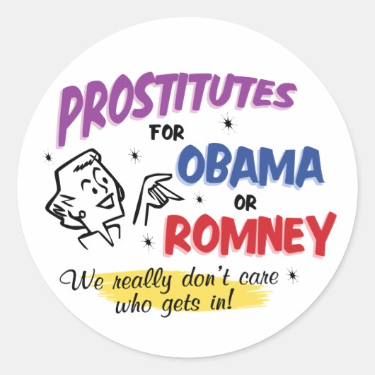 Prostituees voor Obama of Romney Stickers (Voorkant)