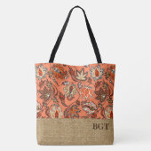 Protea Batik Hawaïaanse Tropische Monogram Strandt Tote Bag (Achterkant)