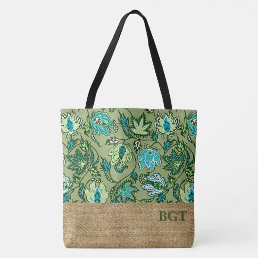 Protea Batik Hawaiian Tropical Monogram Beach Bag Tote Bag (Voorkant)