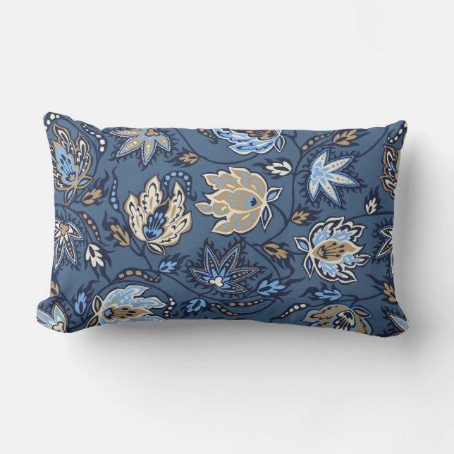 Protea Batik Tropical Flower Lumbar Kussens (Voorkant)