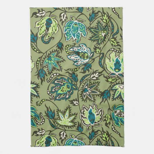 Protea Batik tropische bloem keukenhanddoek (Verticaal)