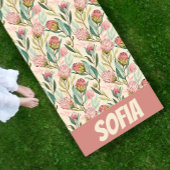 Protea Bloem Bloem roze groen Patroon naam Yogamat