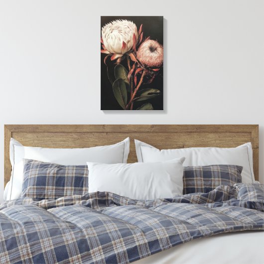 Protea bloem verf decor canvas afdruk (Insitu (Slaapkamer))