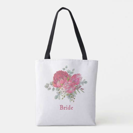 Protea Bloemen Bruids Tote Bag (Achterkant)
