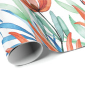 Protea bloemen en palmbladeren tropisch patroon cadeaupapier (Rol Hoek)