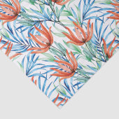 Protea bloemen en palmbladeren tropisch patroon tissuepapier (Detail)