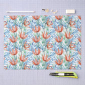 Protea bloemen en palmbladeren tropisch patroon tissuepapier (Craft)