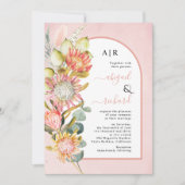 Protea bloemen pampas gras en eucalyptus bruiloft kaart (Voorkant)