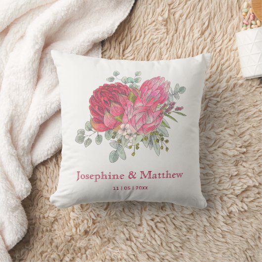 Protea Bloemen & Waratah Bruiloft Kussen (Deken)