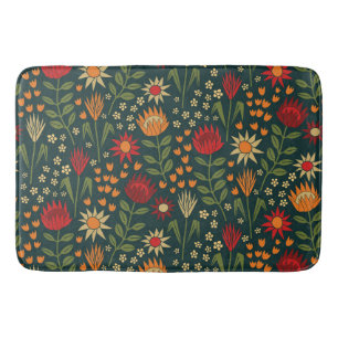 Protea Bloemenblok Print Millefleur donker Badmat