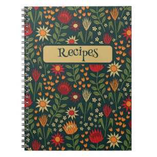 Protea Bloemenblok Print Millefleur donker Notitieboek