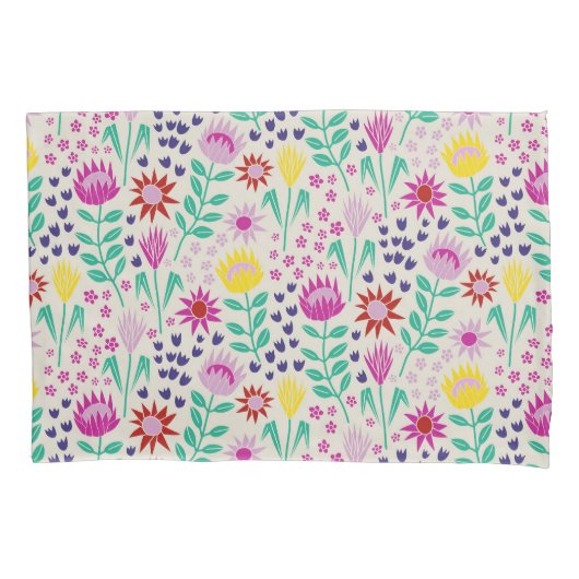 Protea Bloemenblok Print Millefleur lichten Kussensloop (Voorkant-Links)