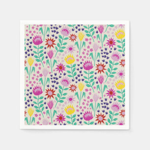 Protea Bloemenblok Print Millefleur lichten Servet
