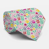 Protea Bloemenblok Print Millefleur lichten Stropdas (Opgerold)