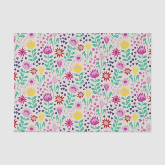Protea Bloemenblok Print Millefleur lichten Tissuepapier (Voorkant)