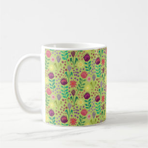 Protea Bloemenblok Print Millefleur vrolijk groen Koffiemok