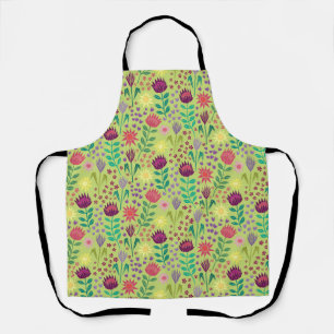 Protea Bloemenblok Print Millefleur vrolijk groen Schort