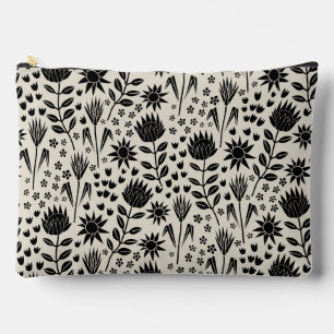Protea Bloemenblok Print Millefleur zwart linnen Etui