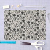 Protea Bloemenblok Print Millefleur zwart linnen Tissuepapier (Craft)