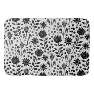 Protea Bloemenblok Print Millefleur zwart wit Badmat