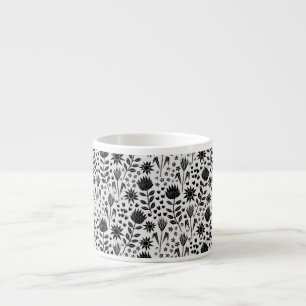 Protea Bloemenblok Print Millefleur zwart wit Espresso Kop
