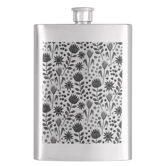 Protea Bloemenblok Print Millefleur zwart wit Flacon (Voorkant)