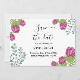Protea Bloemtuin Opslaan Datum Bruiloft Kaart