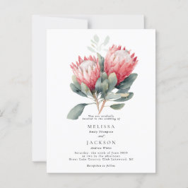 Protea Blush Waterverf Bloemen bruiloft Briefkaart