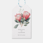 Protea Blush Waterverf Bloemen bruiloft Cadeaulabel (Voorkant)