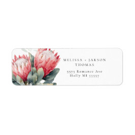 Protea Blush Waterverf Bloemen bruiloft Etiket