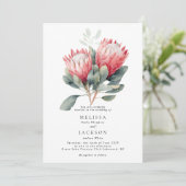 Protea Blush Waterverf Bloemen bruiloft Kaart (Staand voorkant)