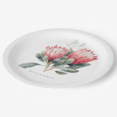 Protea Blush Waterverf Bloemen bruiloft Papieren Bordje (Gekanteld)