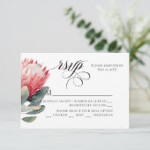 Protea Blush Waterverf Flowers RSVP Kaartje (Staand voorkant)