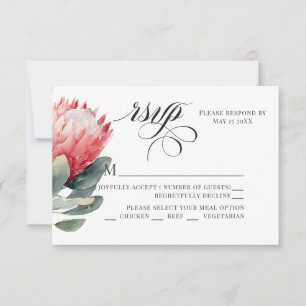Protea Blush Waterverf Flowers RSVP Kaartje