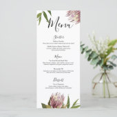 Protea Boho Groenelementen Eucalyptus Trouwmenu Menu (Staand voorkant)