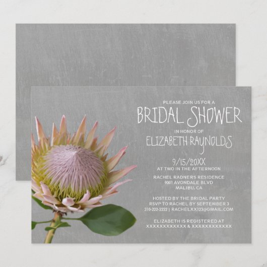 Protea Bridal Shower-uitnodigingen Kaart (Voorkant / Achterkant)