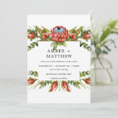 Protea Colorful Waterverf Flower Wedding Invites (Staand voorkant)