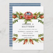 Protea Colorful Waterverf Flower Wedding Invites (Voorkant / Achterkant)