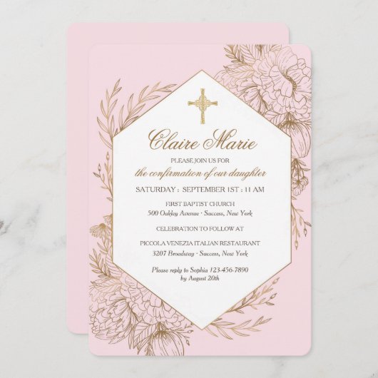 Protea en Anemones Religieuze Uitnodiging (Voorkant / Achterkant)