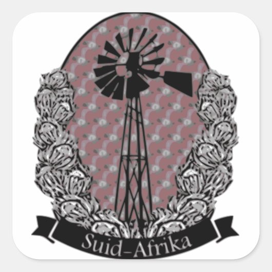 Protea en Windpomp Vierkante Sticker (Voorkant)