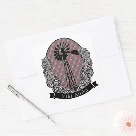 Protea en Windpomp Vierkante Sticker (Envelop)