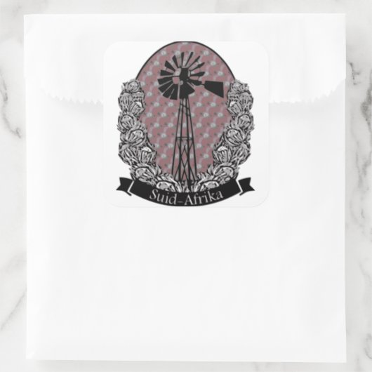 Protea en Windpomp Vierkante Sticker (Tas)