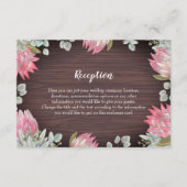 Protea Eucalyptus gebladerte hout rustieke bruilof Informatiekaartje (Voorkant)