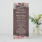 Protea Eucalyptus gebladerte lichten hout bruiloft Programmakaart (Staand voorkant)